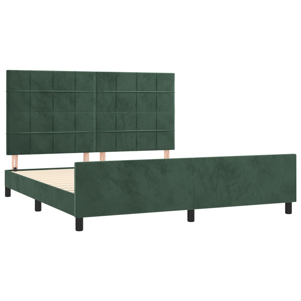 Cadre de lit sans matelas vert foncé velours - XIOS