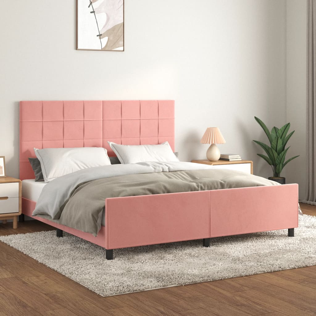 Cadre de lit sans matelas rose velours - XIOS