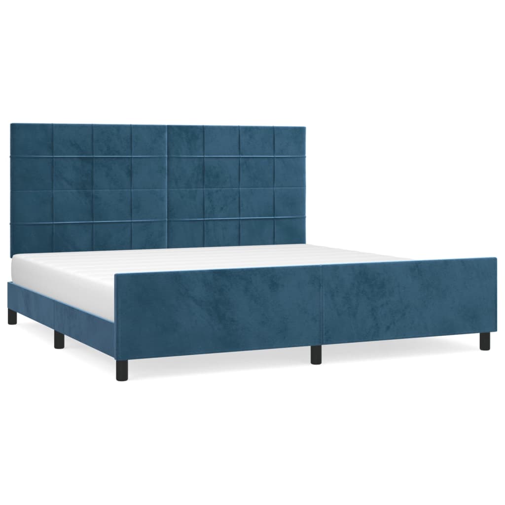 Cadre de lit sans matelas bleu foncé 200x200 cm velours - XIOS