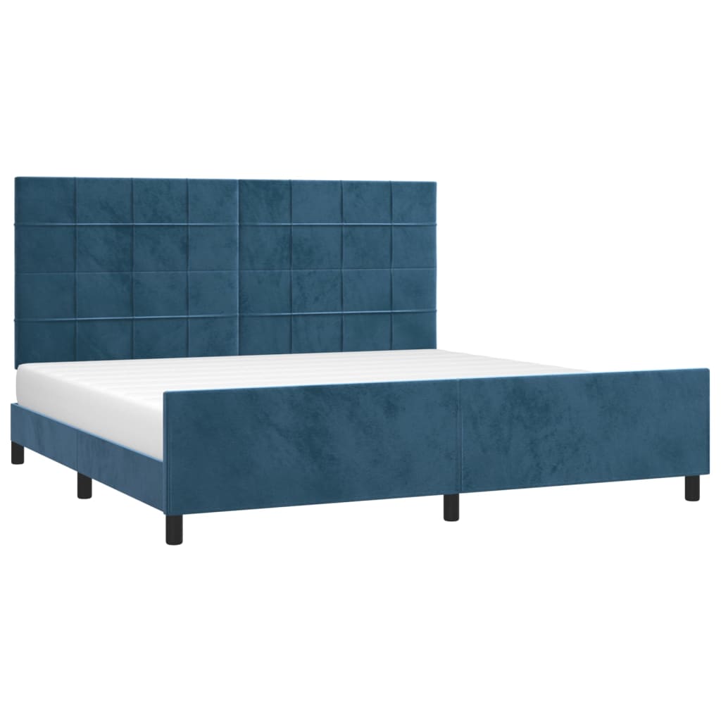Cadre de lit sans matelas bleu foncé 200x200 cm velours - XIOS