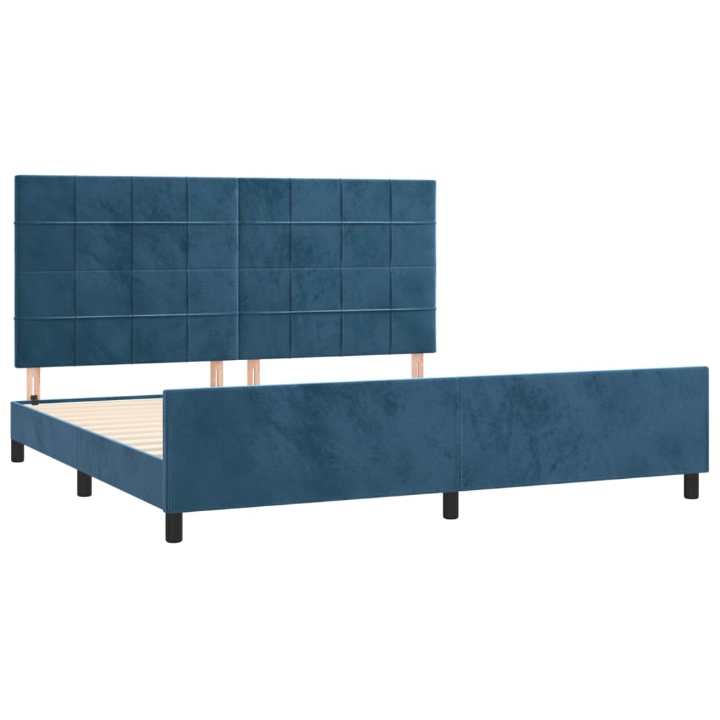 Cadre de lit sans matelas bleu foncé 200x200 cm velours - XIOS