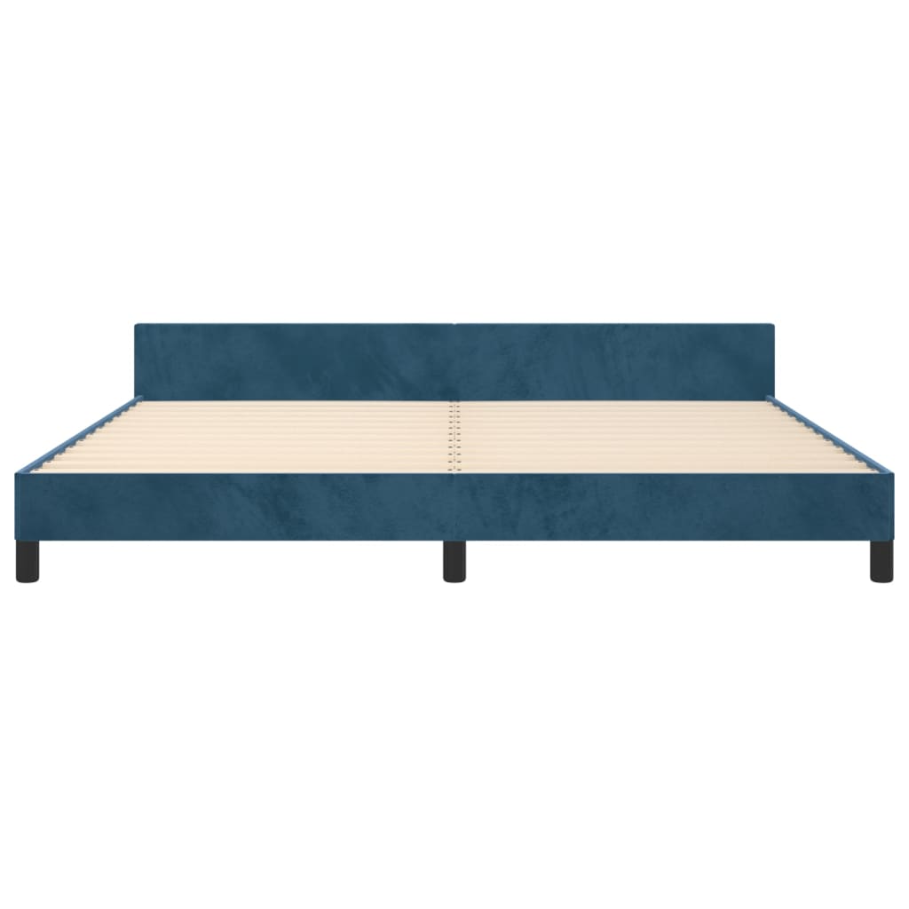 Cadre de lit sans matelas bleu foncé 200x200 cm velours - XIOS