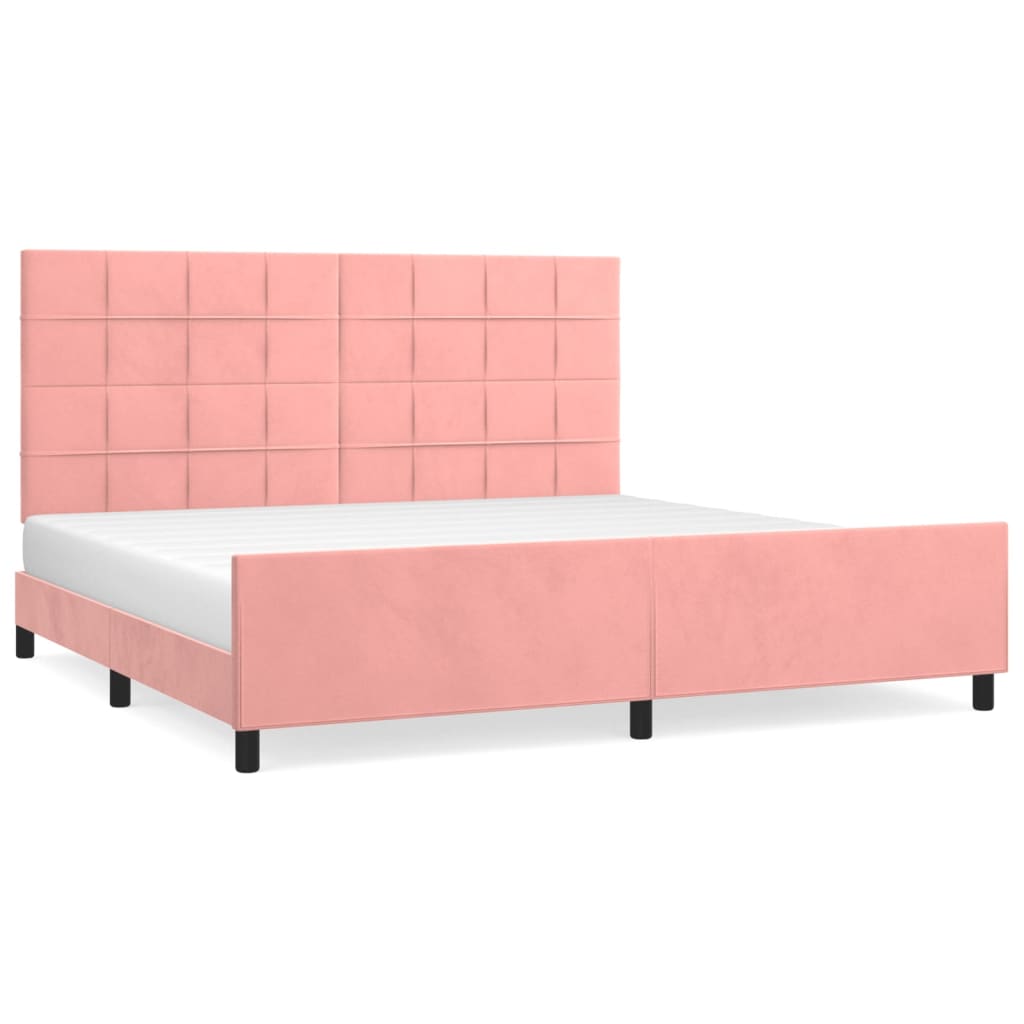 Cadre de lit sans matelas rose 200x200 cm velours - XIOS