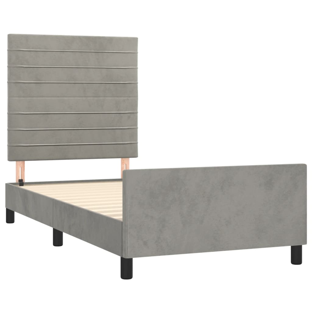 Cadre de lit sans matelas gris clair 80x200 cm velours - XIOS