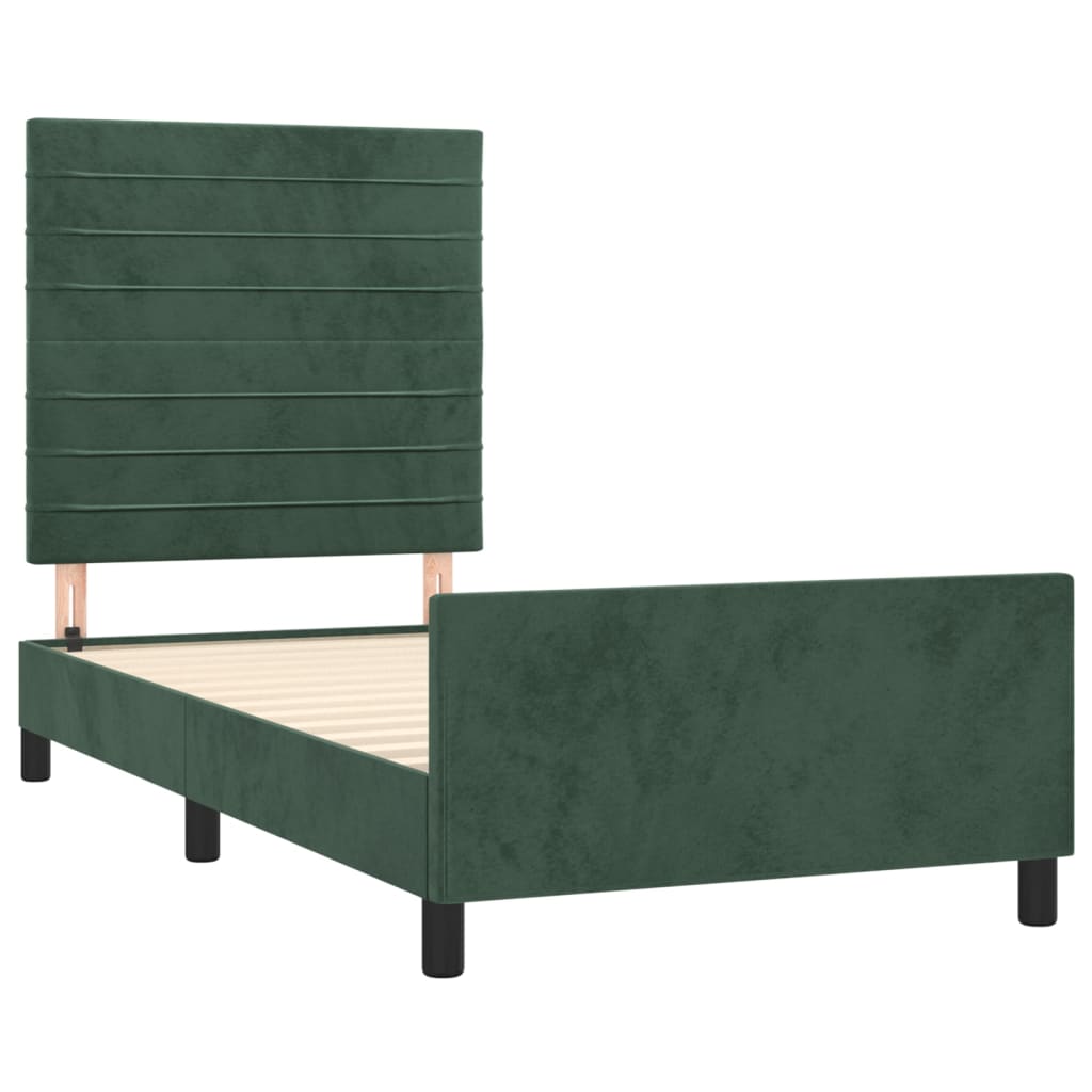 Cadre de lit sans matelas vert foncé 90x190 cm velours - XIOS