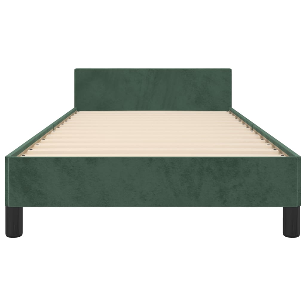 Cadre de lit sans matelas vert foncé 90x190 cm velours - XIOS