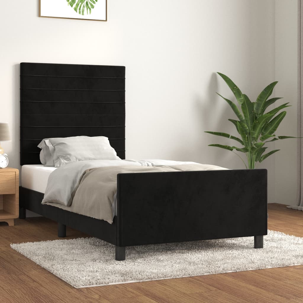 Cadre de lit sans matelas noir 90x200 cm velours - XIOS