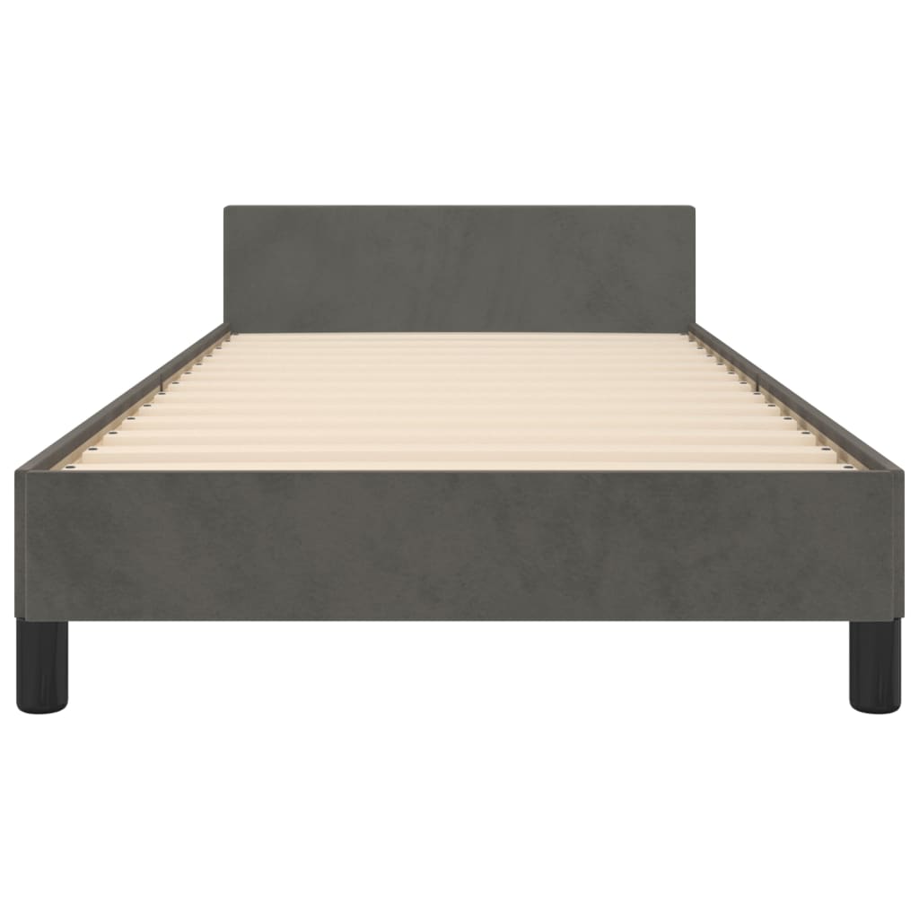 Cadre de lit sans matelas gris foncé 100x200 cm velours - XIOS