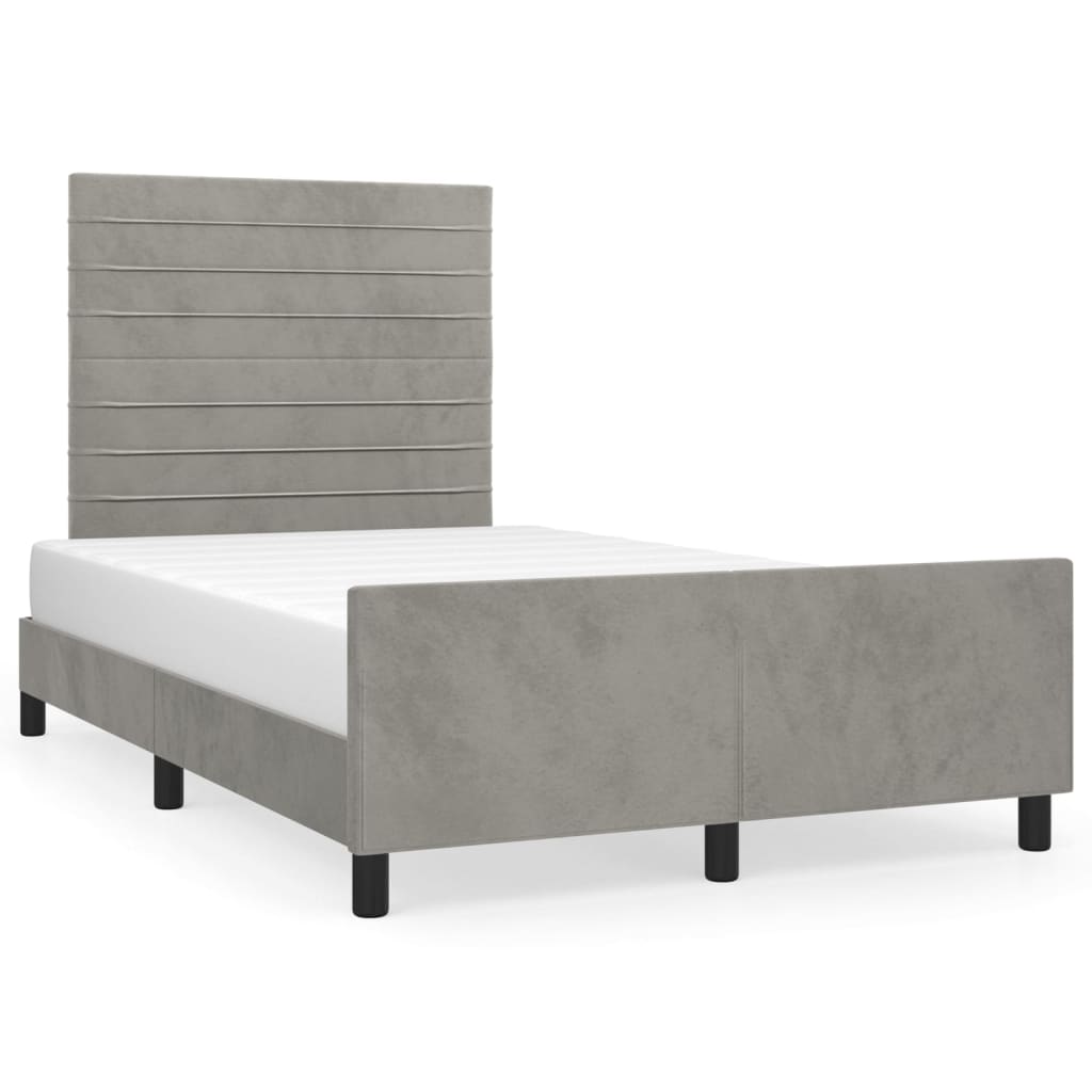 Cadre de lit sans matelas gris clair 120x200 cm velours - XIOS