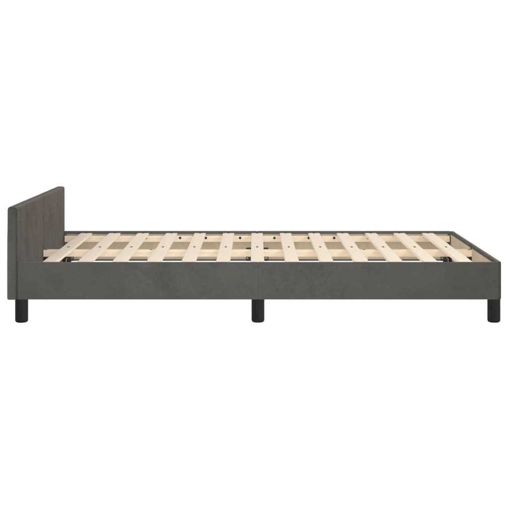 Cadre de lit sans matelas gris foncé 120x200 cm velours - XIOS