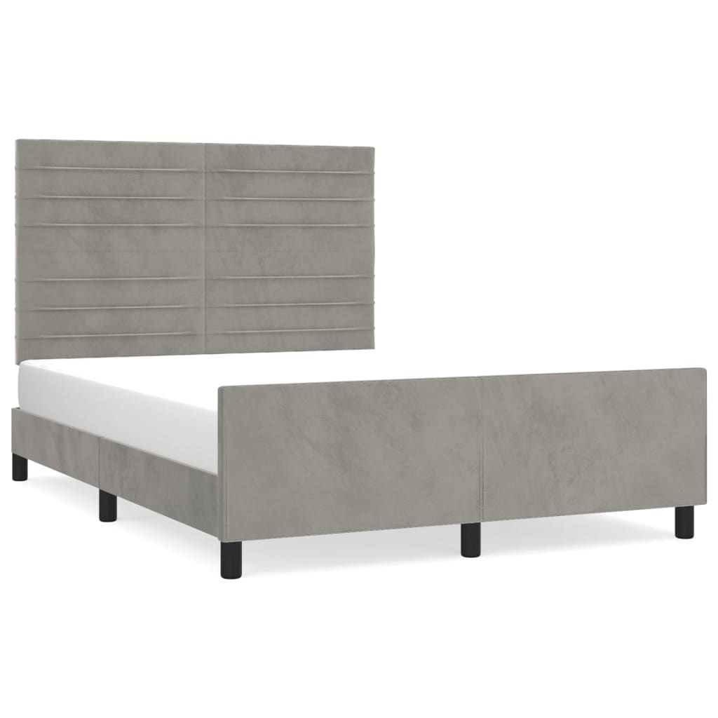 Cadre de lit sans matelas gris clair 140x190 cm velours - XIOS