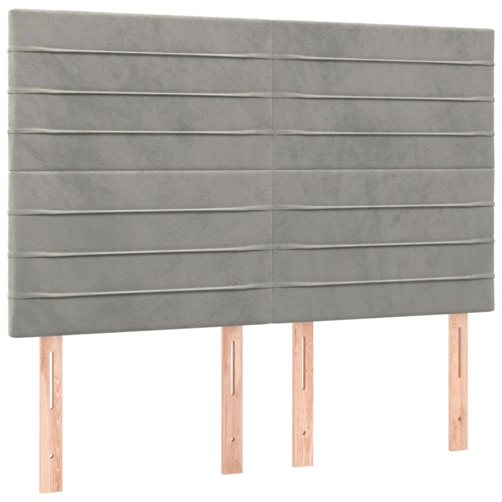 Cadre de lit sans matelas gris clair 140x190 cm velours - XIOS