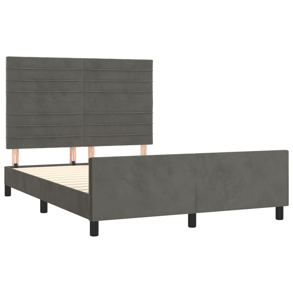 Cadre de lit sans matelas gris foncé 140x200 cm velours - XIOS