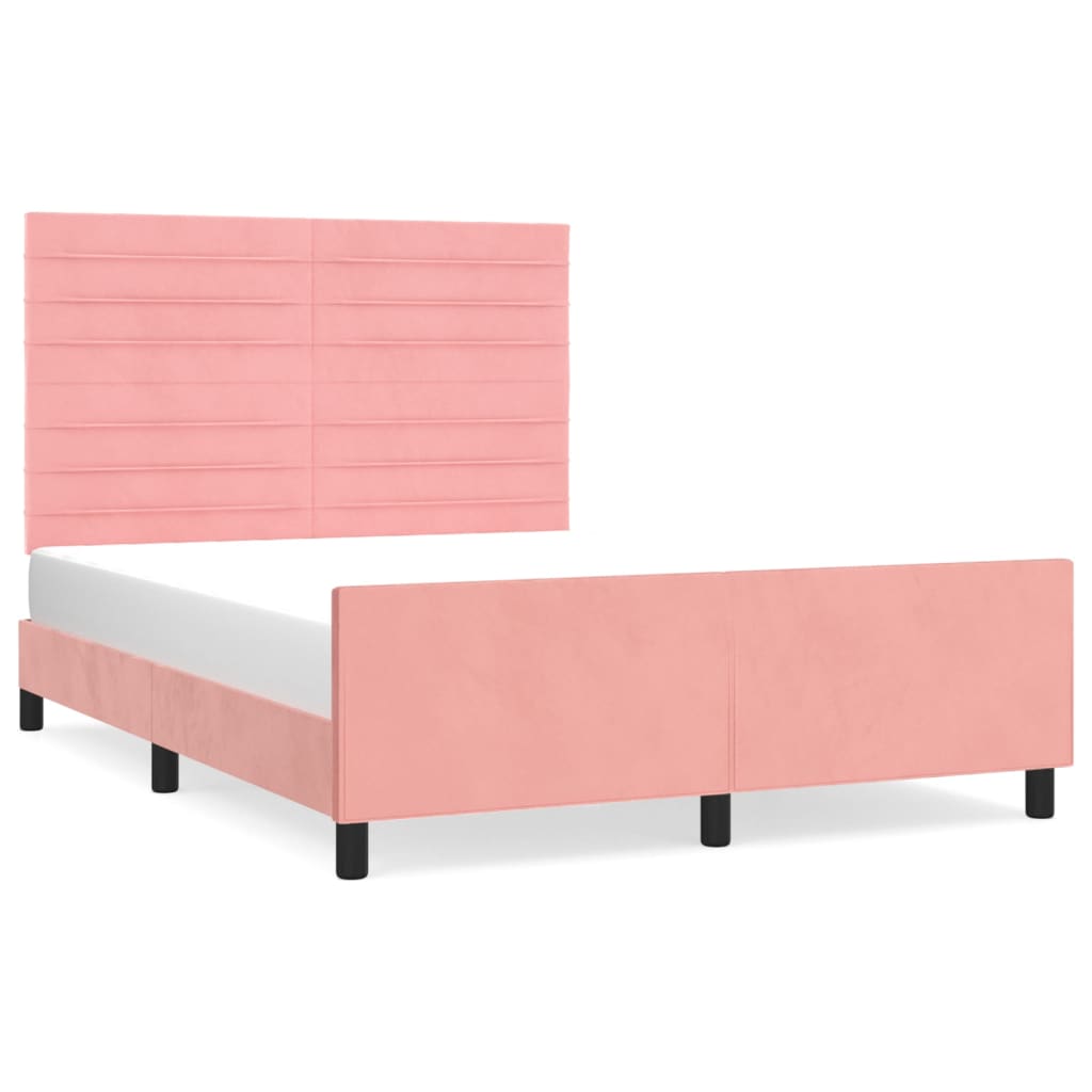 Cadre de lit sans matelas rose 140x200 cm velours - XIOS