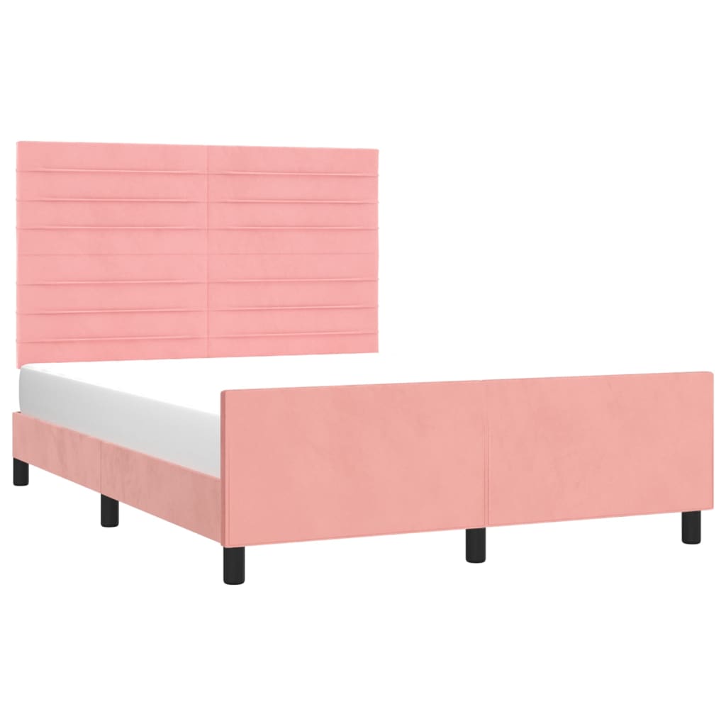 Cadre de lit sans matelas rose 140x200 cm velours - XIOS