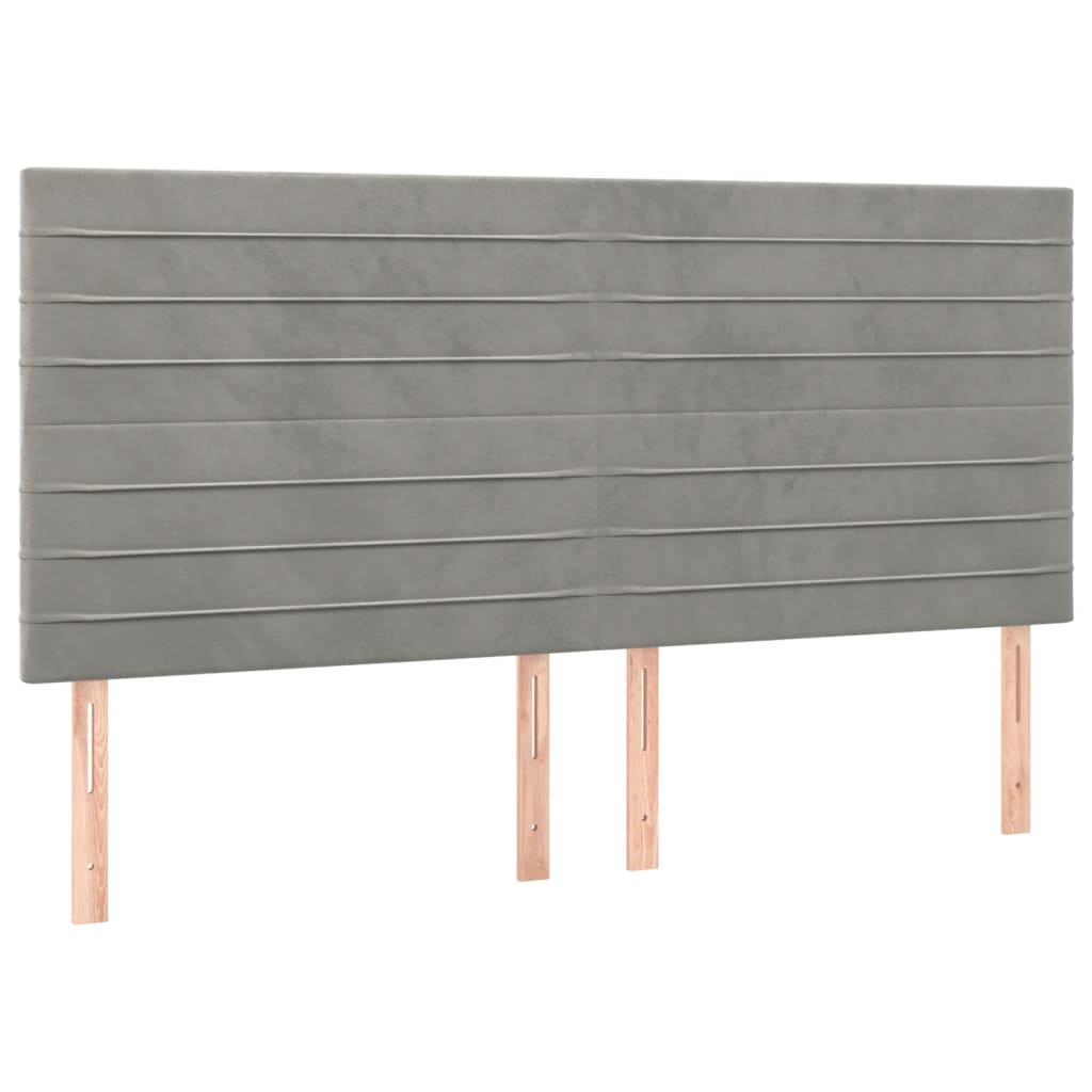 Cadre de lit sans matelas gris clair 160x200 cm velours - XIOS