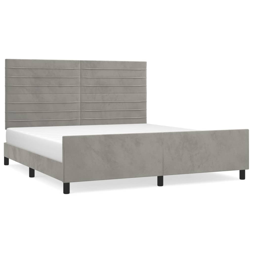 Cadre de lit sans matelas gris clair velours - XIOS