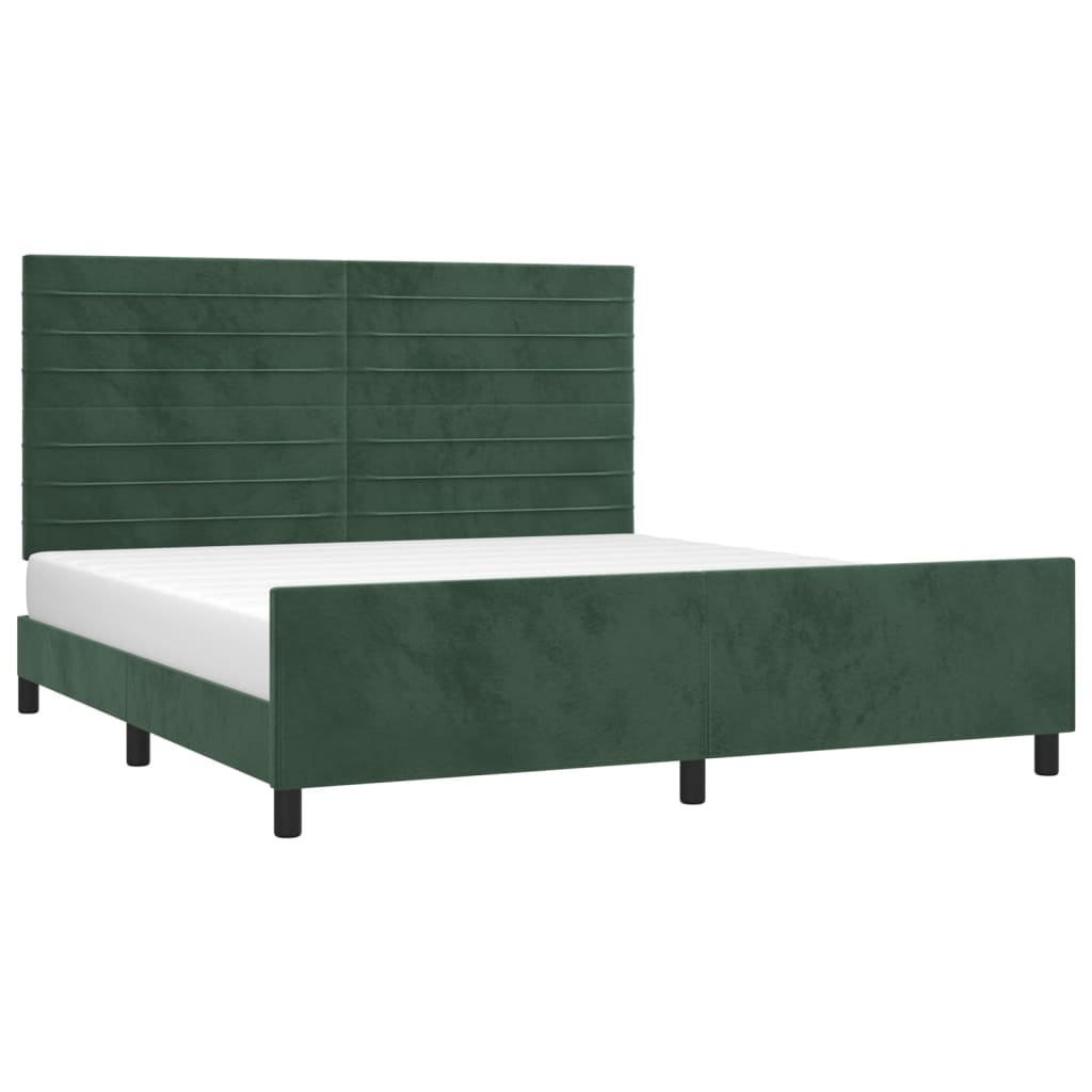 Cadre de lit sans matelas vert foncé velours - XIOS