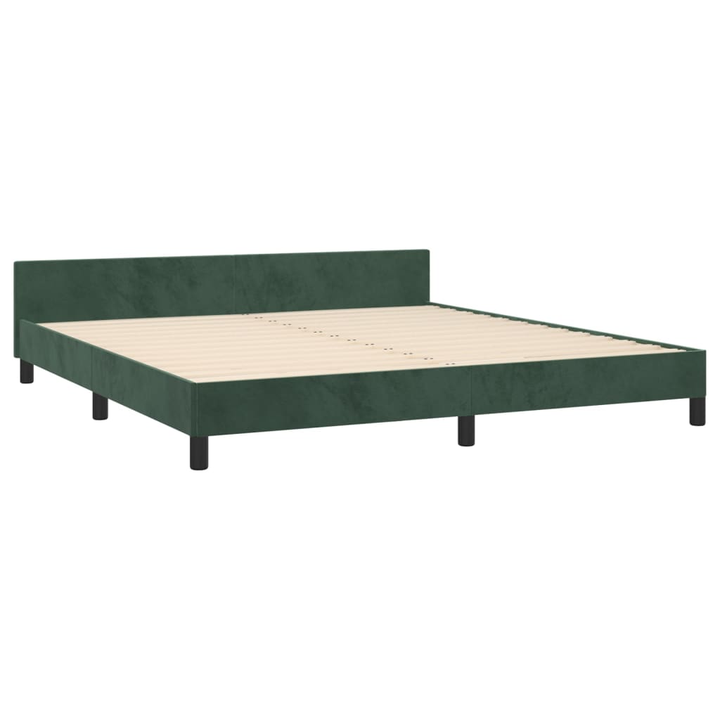 Cadre de lit sans matelas vert foncé velours - XIOS
