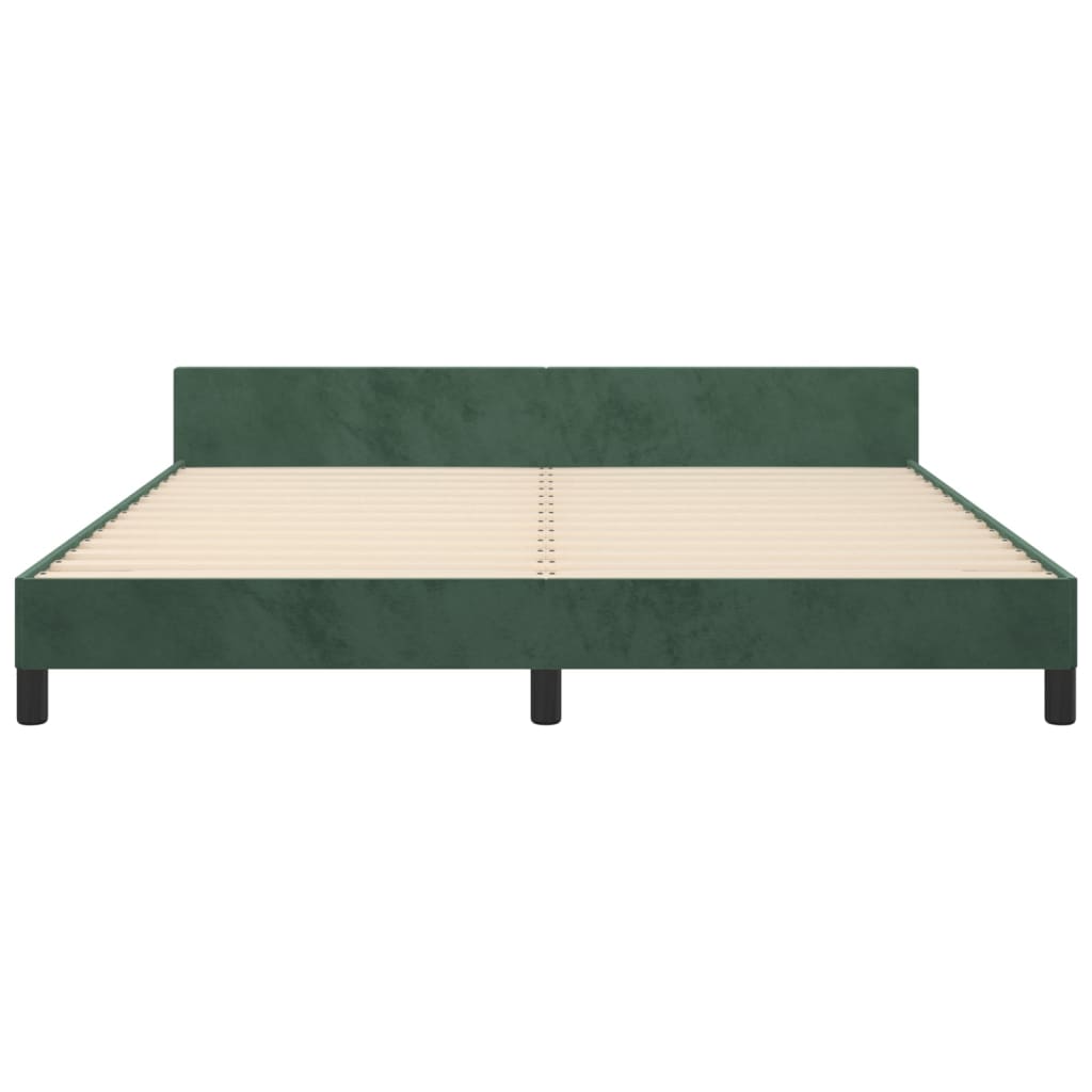 Cadre de lit sans matelas vert foncé velours - XIOS