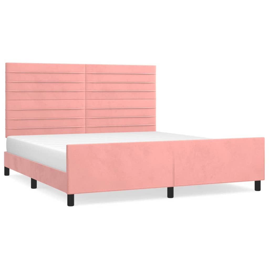 Cadre de lit sans matelas rose velours - XIOS