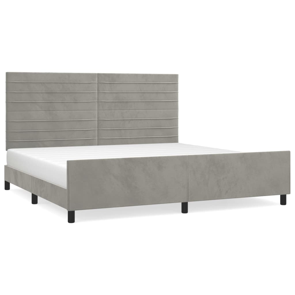 Cadre de lit sans matelas gris clair 200x200 cm velours - XIOS