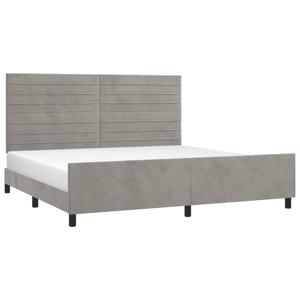 Cadre de lit sans matelas gris clair 200x200 cm velours - XIOS