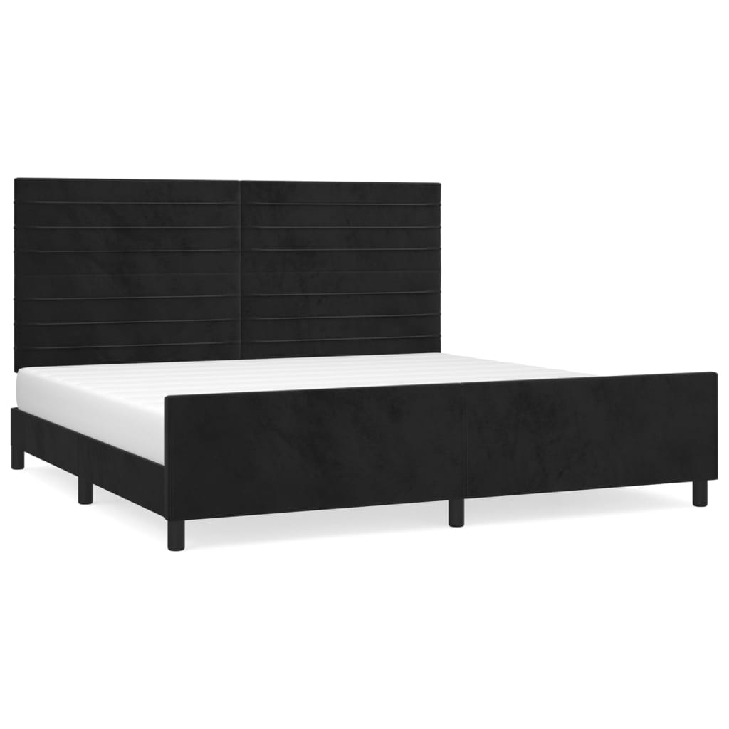 Cadre de lit sans matelas noir 200x200 cm velours - XIOS