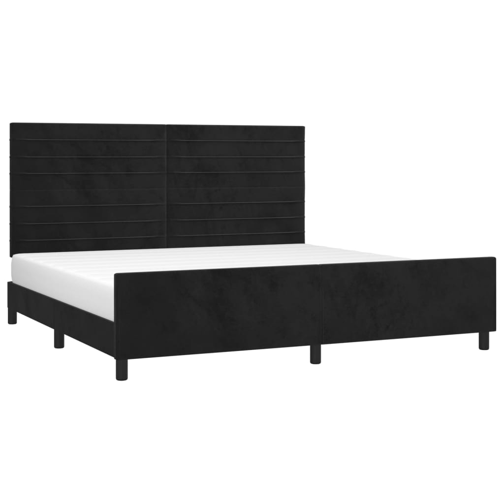 Cadre de lit sans matelas noir 200x200 cm velours - XIOS