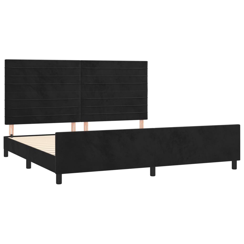 Cadre de lit sans matelas noir 200x200 cm velours - XIOS