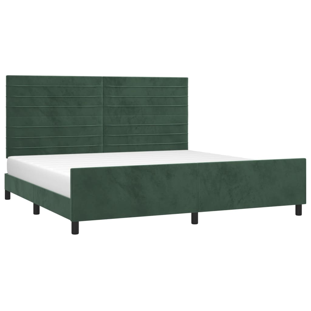 Cadre de lit sans matelas vert foncé 200x200 cm velours - XIOS