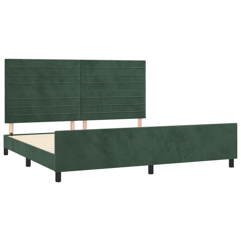 Cadre de lit sans matelas vert foncé 200x200 cm velours - XIOS
