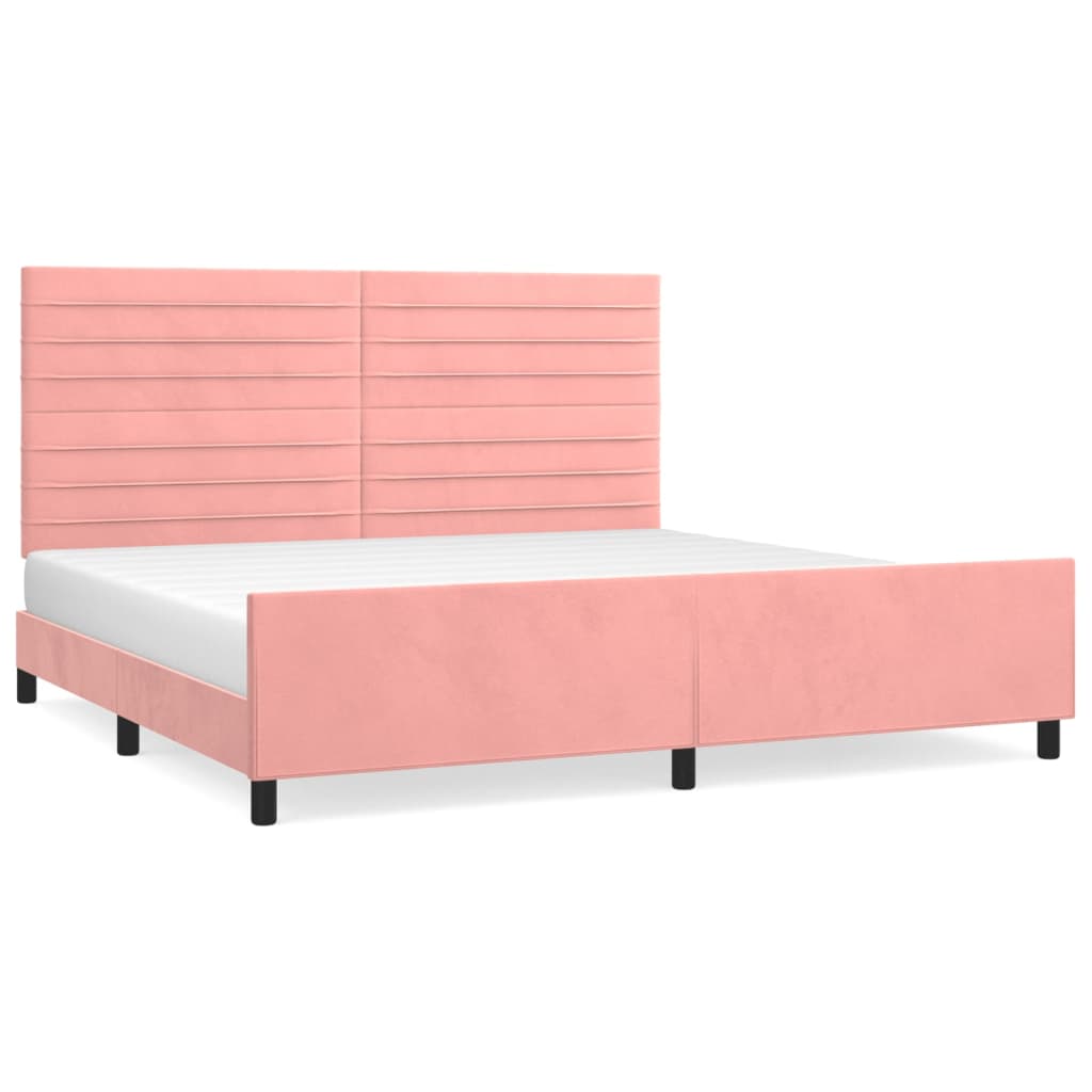 Cadre de lit sans matelas rose 200x200 cm velours - XIOS