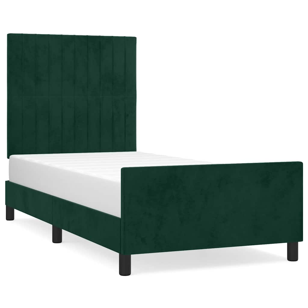 Cadre de lit sans matelas vert foncé 80x200 cm velours - XIOS