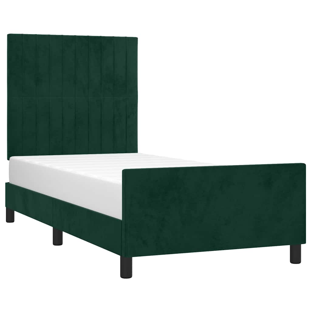 Cadre de lit sans matelas vert foncé 80x200 cm velours - XIOS