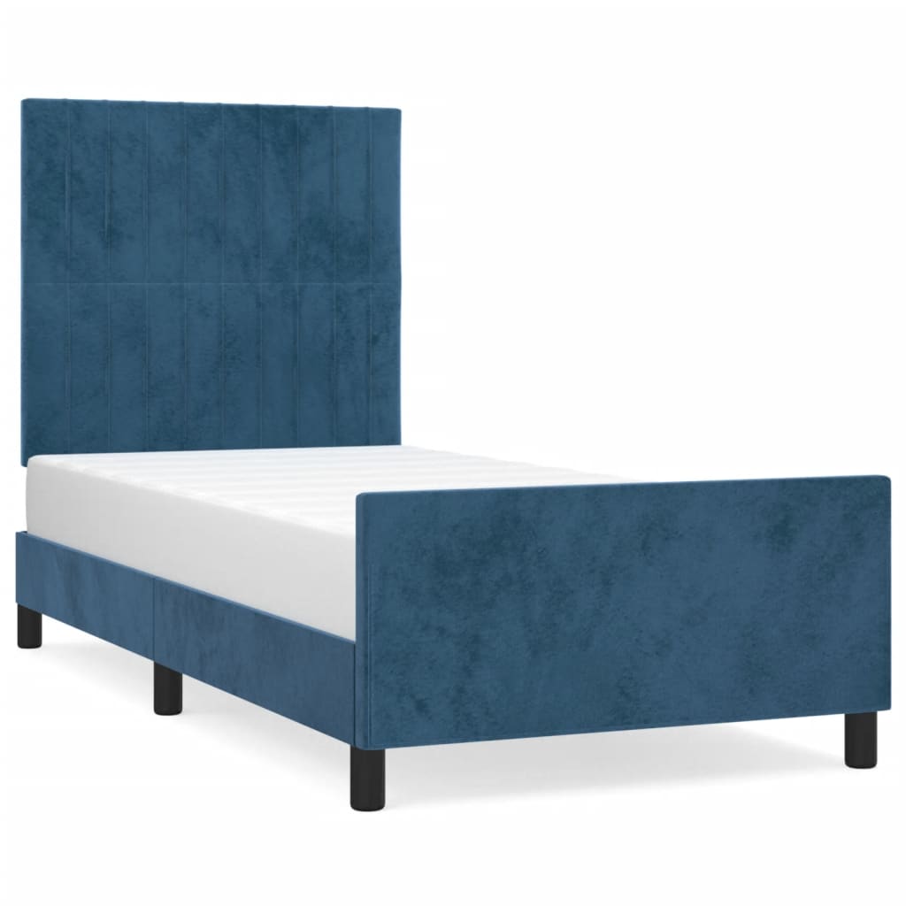 Cadre de lit sans matelas bleu foncé 80x200 cm velours - XIOS