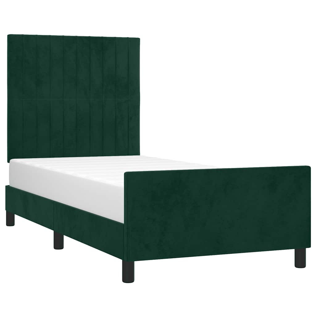 Cadre de lit sans matelas vert foncé 90x200 cm velours - XIOS