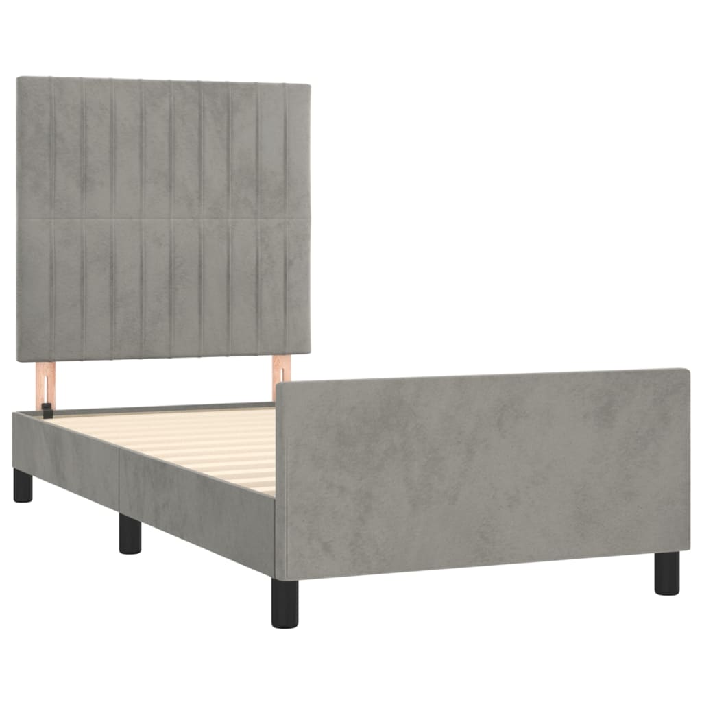 Cadre de lit sans matelas gris clair 100x200 cm velours - XIOS