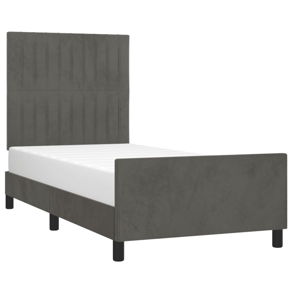 Cadre de lit sans matelas gris foncé 100x200 cm velours - XIOS