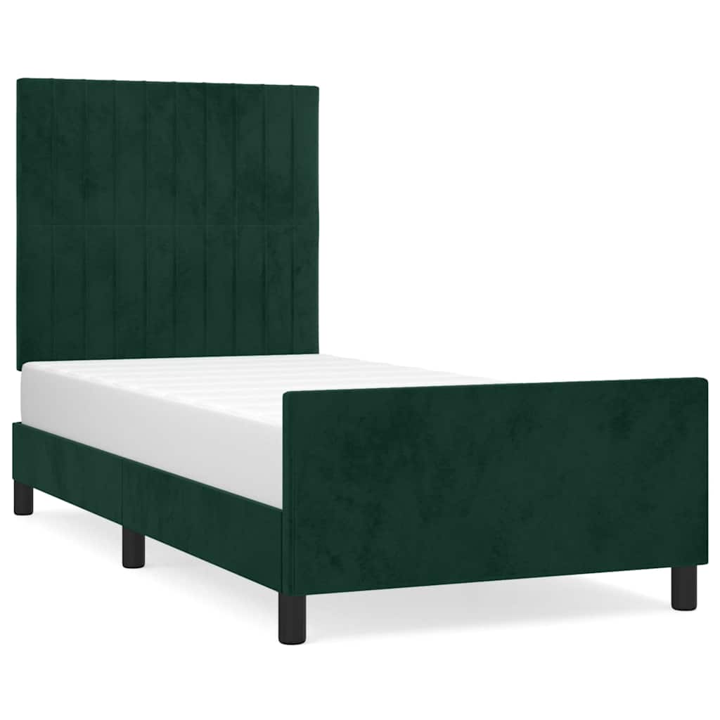 Cadre de lit sans matelas vert foncé 100x200 cm velours - XIOS