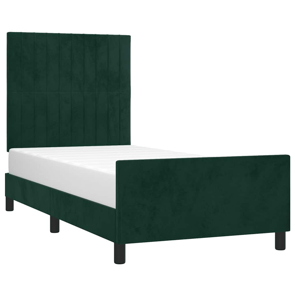 Cadre de lit sans matelas vert foncé 100x200 cm velours - XIOS