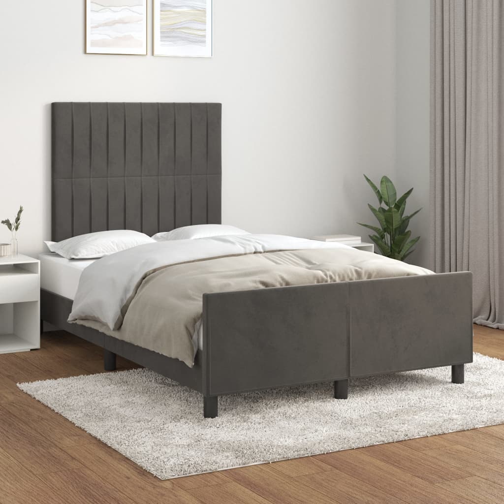 Cadre de lit sans matelas gris foncé 120x200 cm velours - XIOS