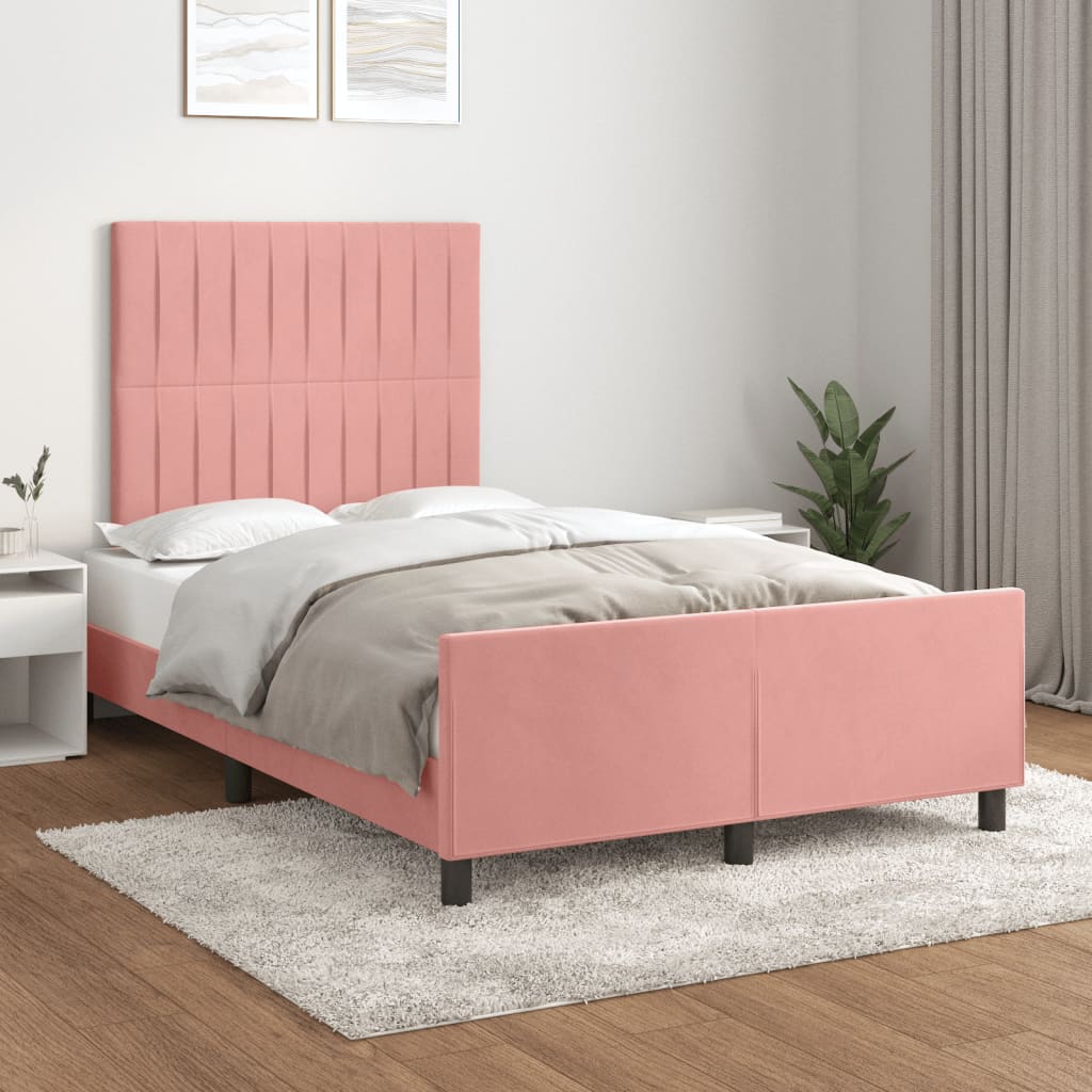 Cadre de lit sans matelas rose 120x200 cm velours - XIOS