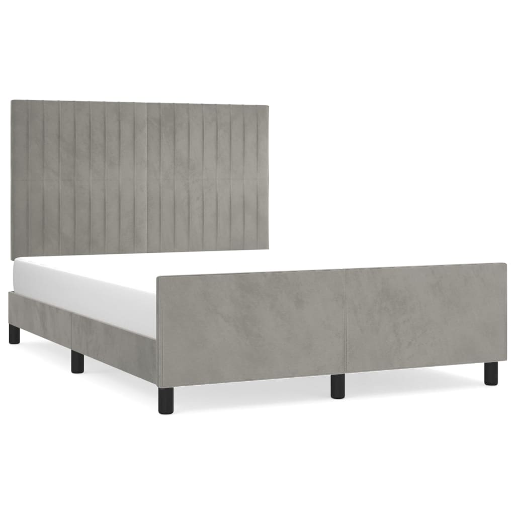 Cadre de lit sans matelas gris clair 140x190 cm velours - XIOS