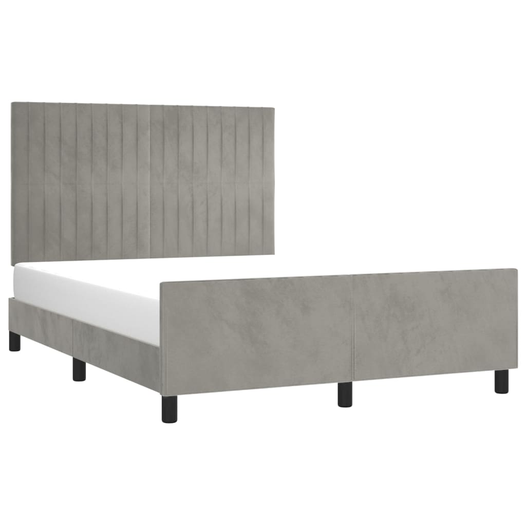 Cadre de lit sans matelas gris clair 140x190 cm velours - XIOS