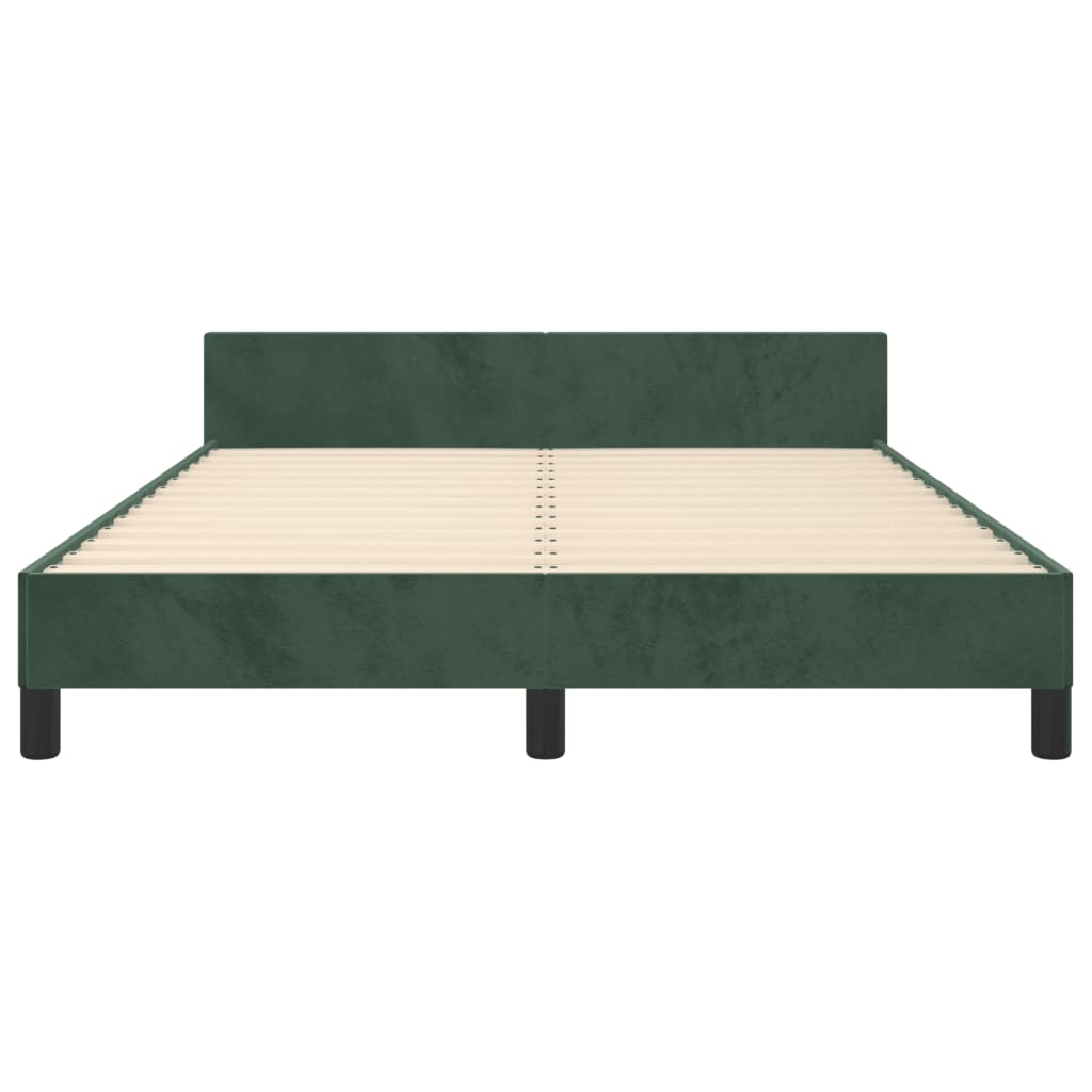 Cadre de lit sans matelas vert foncé 140x190 cm velours - XIOS