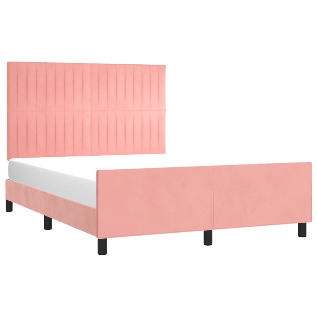 Cadre de lit sans matelas rose 140x190 cm velours - XIOS