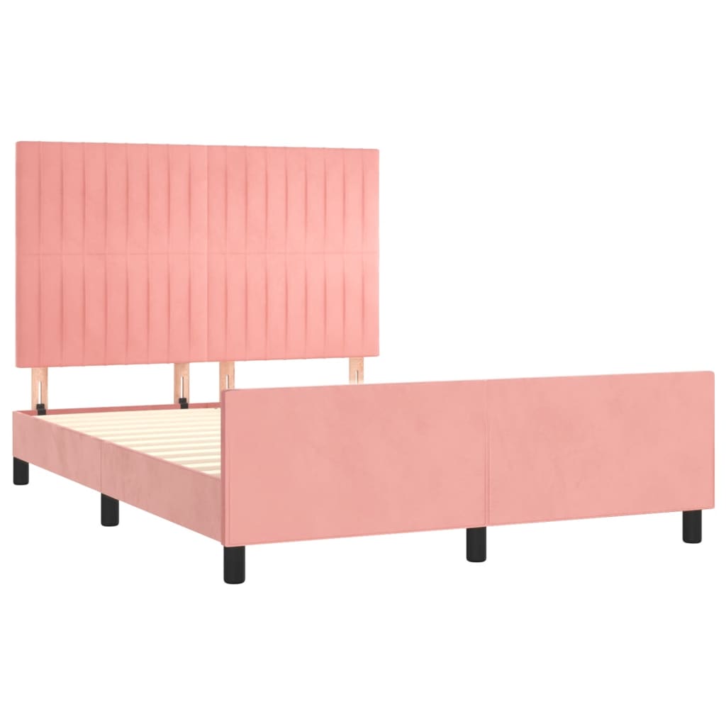 Cadre de lit sans matelas rose 140x190 cm velours - XIOS