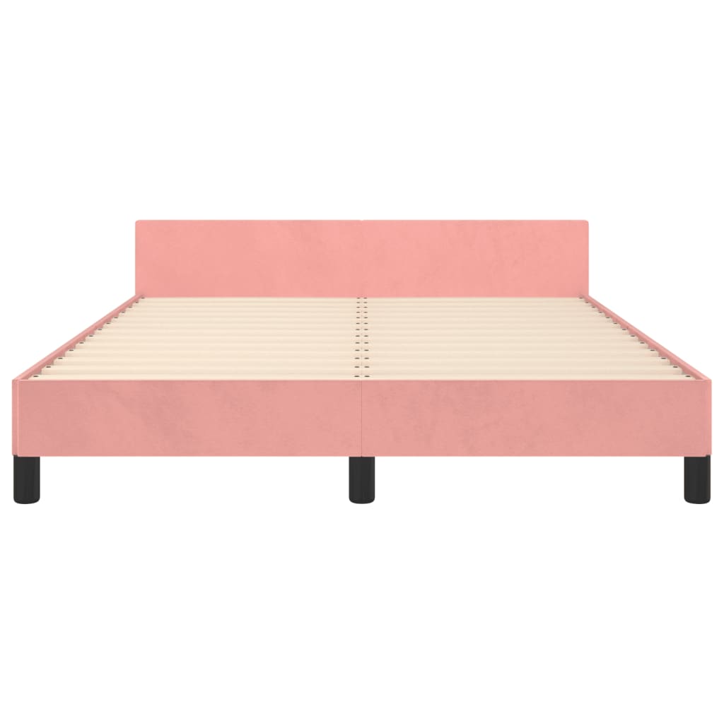 Cadre de lit sans matelas rose 140x190 cm velours - XIOS
