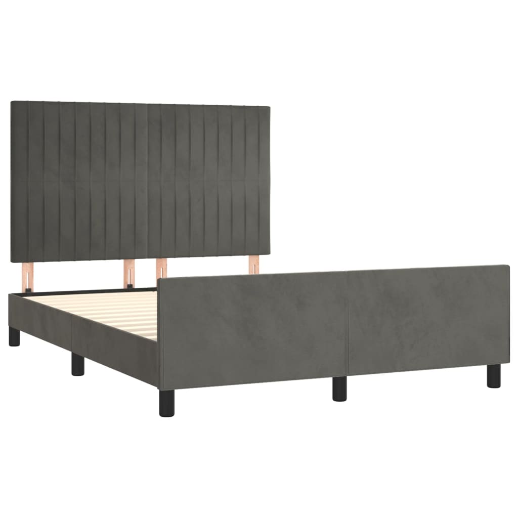 Cadre de lit sans matelas gris foncé 140x200 cm velours - XIOS
